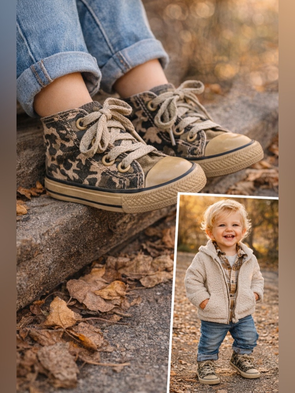 Camo Toddler High Top Sneakers Lace Up Unisex Sz 6